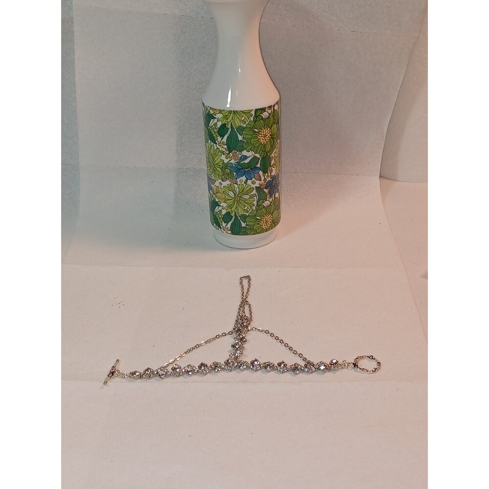 Beautiful  Handmade By Me Clear Fancy Rhinestone Slave bracelet or hand flower